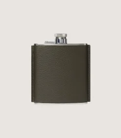 Flask & Drinks Accessories|Purdey Grain Leather Hip Flask In Olive Green