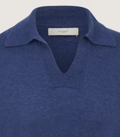 Shirts & Polos|Knitwear|Purdey Men's Cashmere Duke Polo in Canvas Blue