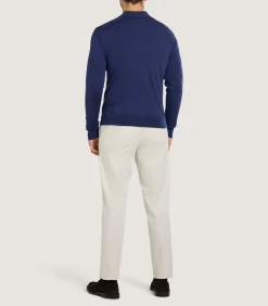 Shirts & Polos|Knitwear|Purdey Men's Cashmere Duke Polo in Canvas Blue