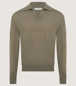 Shirts & Polos|Knitwear|Purdey Men's Cashmere Duke Polo in Taupe