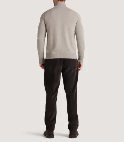 Knitwear|Purdey Men's Cashmere Quarter Zip Sweater in Pigeon