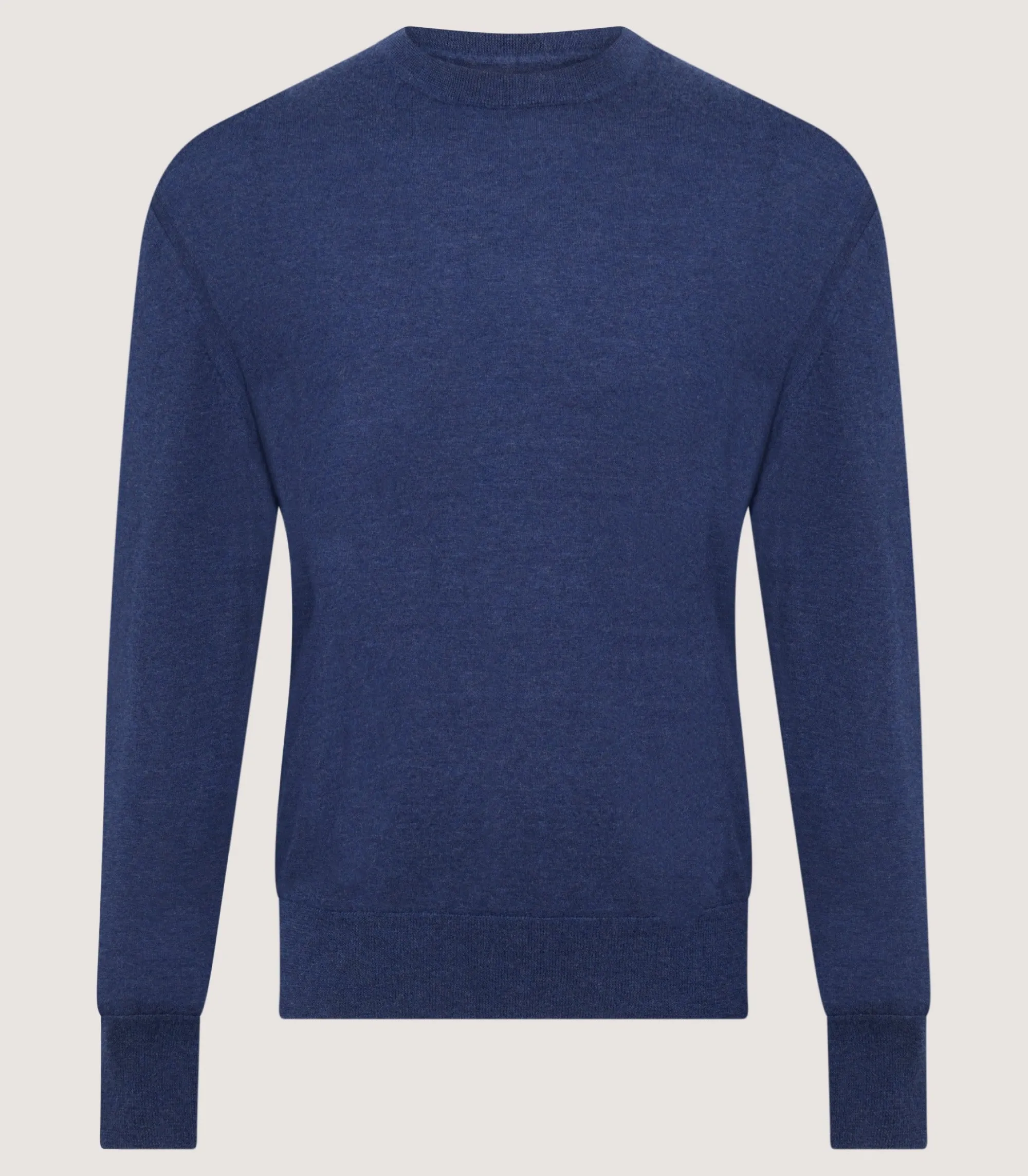 Knitwear|Purdey Men's Cashmere Seamless Crew Neck in Canvas Blue