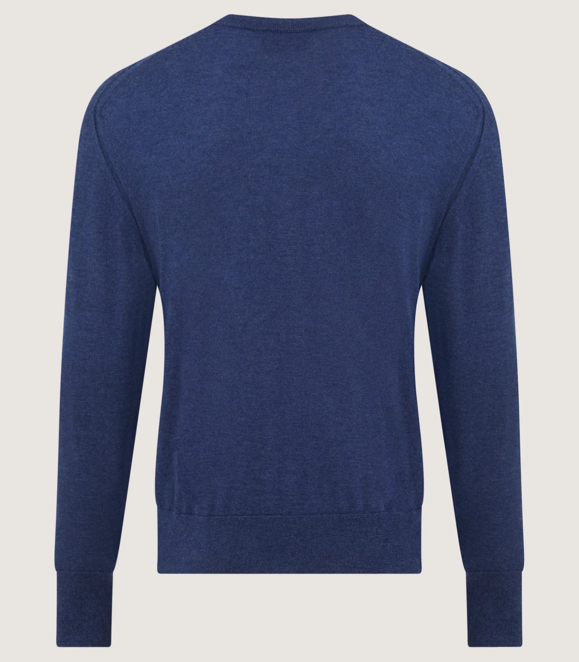 Knitwear|Purdey Men's Cashmere Seamless Crew Neck in Canvas Blue
