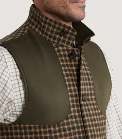 Sporting Vests & Gilets|Purdey Men's Cashmere Tweed High Collar Sporting Vest in Langshaw