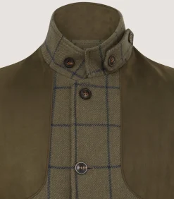 Sporting Vests & Gilets|Purdey Men's Cashmere Tweed High Collar Sporting Vest in Rannoch