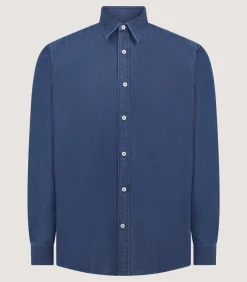 Shirts & Polos|Purdey Men's Chambray Shirt in Denim Blue