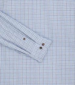 Shirts & Polos|Purdey Men's Cotton Cashmere Sporting Shirt In Loch Blue