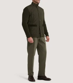 Fleece & Jackets|Purdey Men's Devonshire Nylon Quilted Zip Front Cardigan in Loden