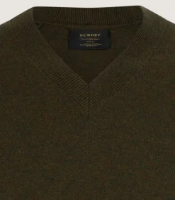 Knitwear|Purdey Men's Ensay British Outdoor V Neck Jumper in Loden