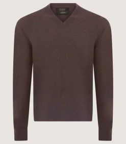 Knitwear|Purdey Men's Ensay British Outdoor V Neck Jumper in Oak
