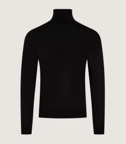 Knitwear|Purdey Men's Extra Fine Worsted Cashmere Seamless Turtleneck In Black