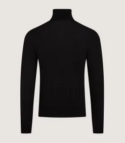 Knitwear|Purdey Men's Extra Fine Worsted Cashmere Seamless Turtleneck In Black