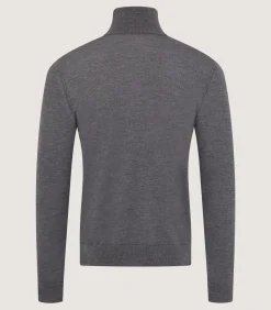 Knitwear|Purdey Men's Extra Fine Worsted Cashmere Seamless Turtleneck In Flannel Grey