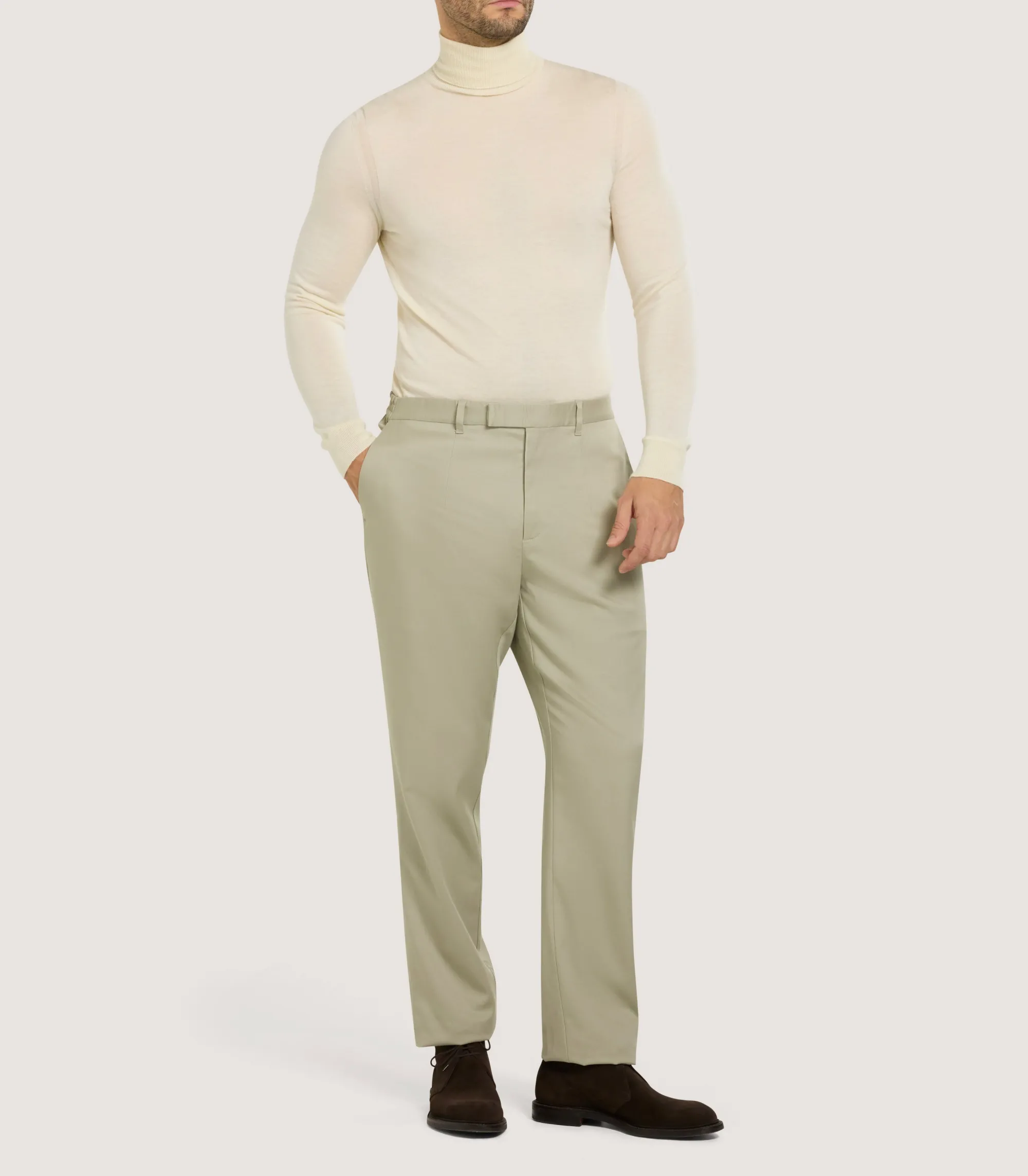 Knitwear|Purdey Men's Extra Fine Worsted Cashmere Seamless Turtleneck In Ivory