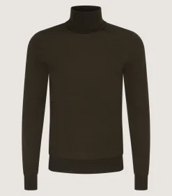 Knitwear|Purdey Men's Extra Fine Worsted Cashmere Seamless Turtleneck In Loden