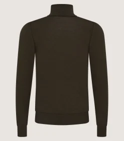 Knitwear|Purdey Men's Extra Fine Worsted Cashmere Seamless Turtleneck In Loden