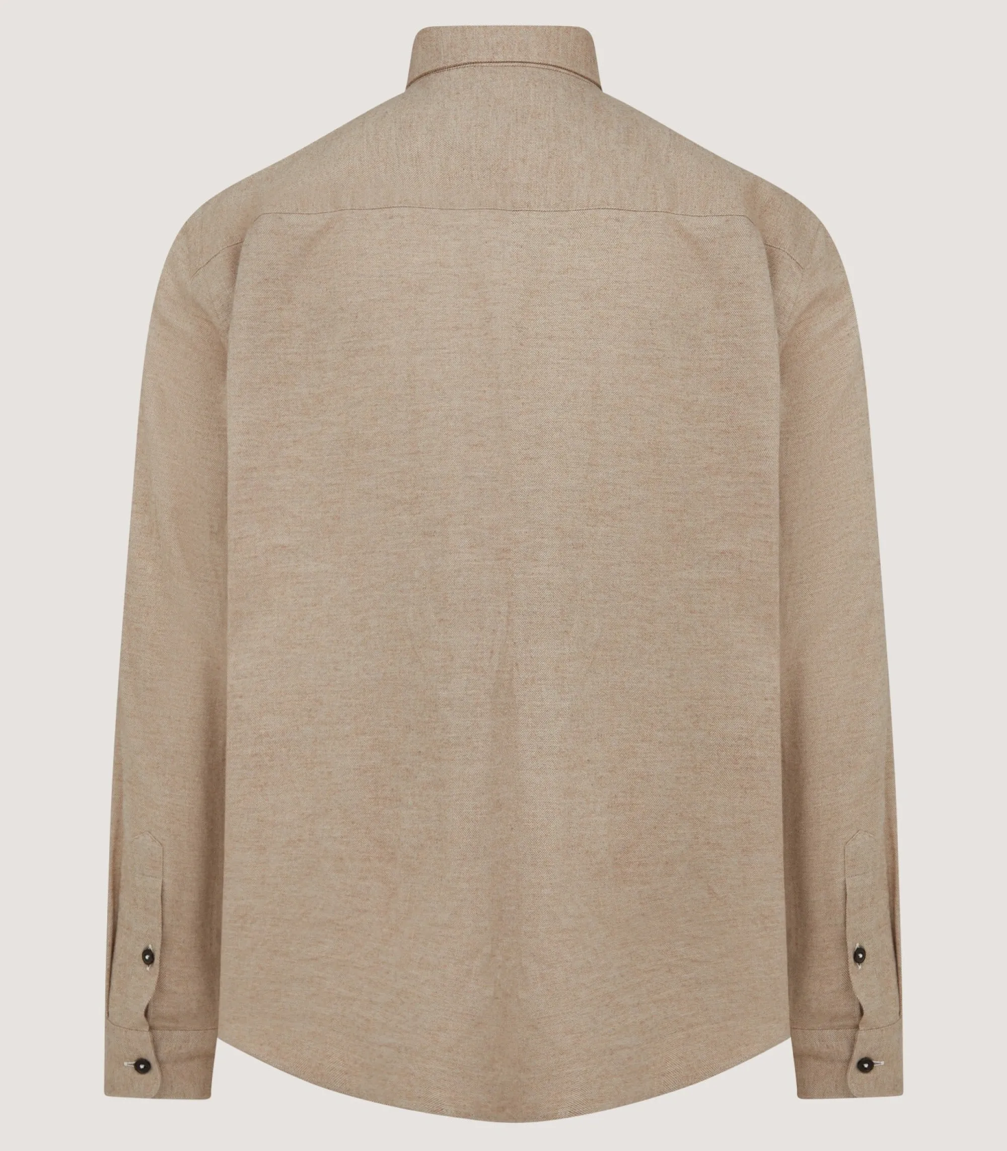 Shirts & Polos|Purdey Men's Herringbone Flannel Shirt in Pale Camel