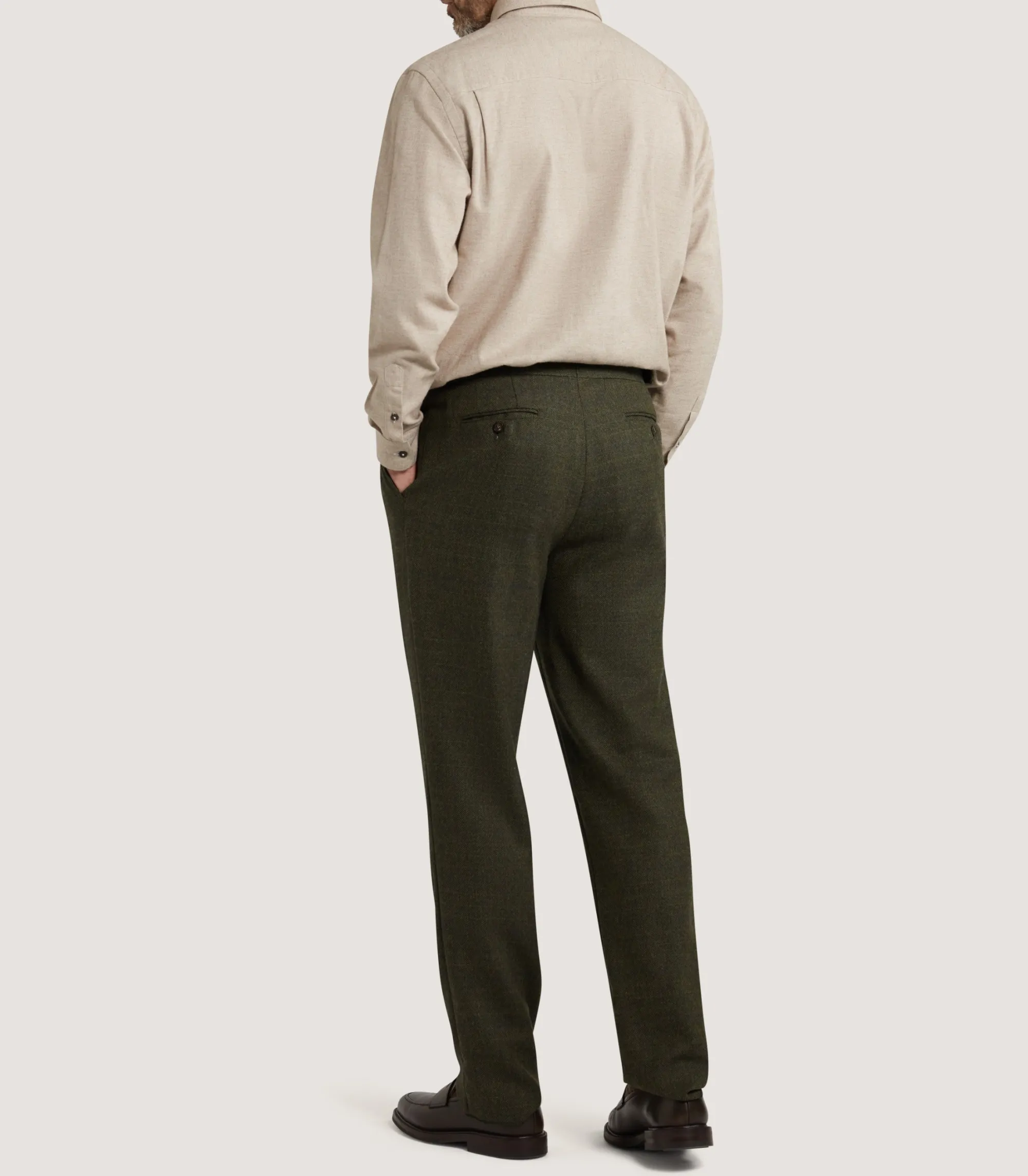 Shirts & Polos|Purdey Men's Herringbone Flannel Shirt in Pale Camel