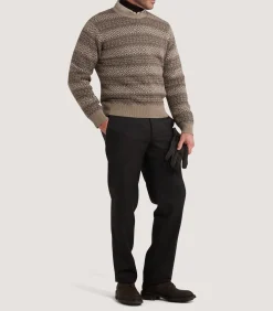 Knitwear|Purdey Men's Kirk Cashmere Fair Isle Crew Neck Jumper in Antler