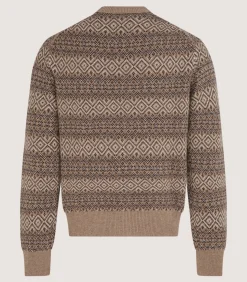 Knitwear|Purdey Men's Kirk Cashmere Fair Isle Crew Neck Jumper in Antler