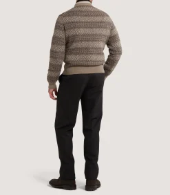 Knitwear|Purdey Men's Kirk Cashmere Fair Isle Crew Neck Jumper in Antler