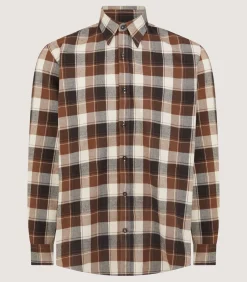 Shirts & Polos|Purdey Men's Large Flannel Check Shirt in Walnut