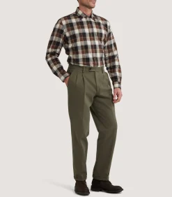 Shirts & Polos|Purdey Men's Large Flannel Check Shirt in Walnut
