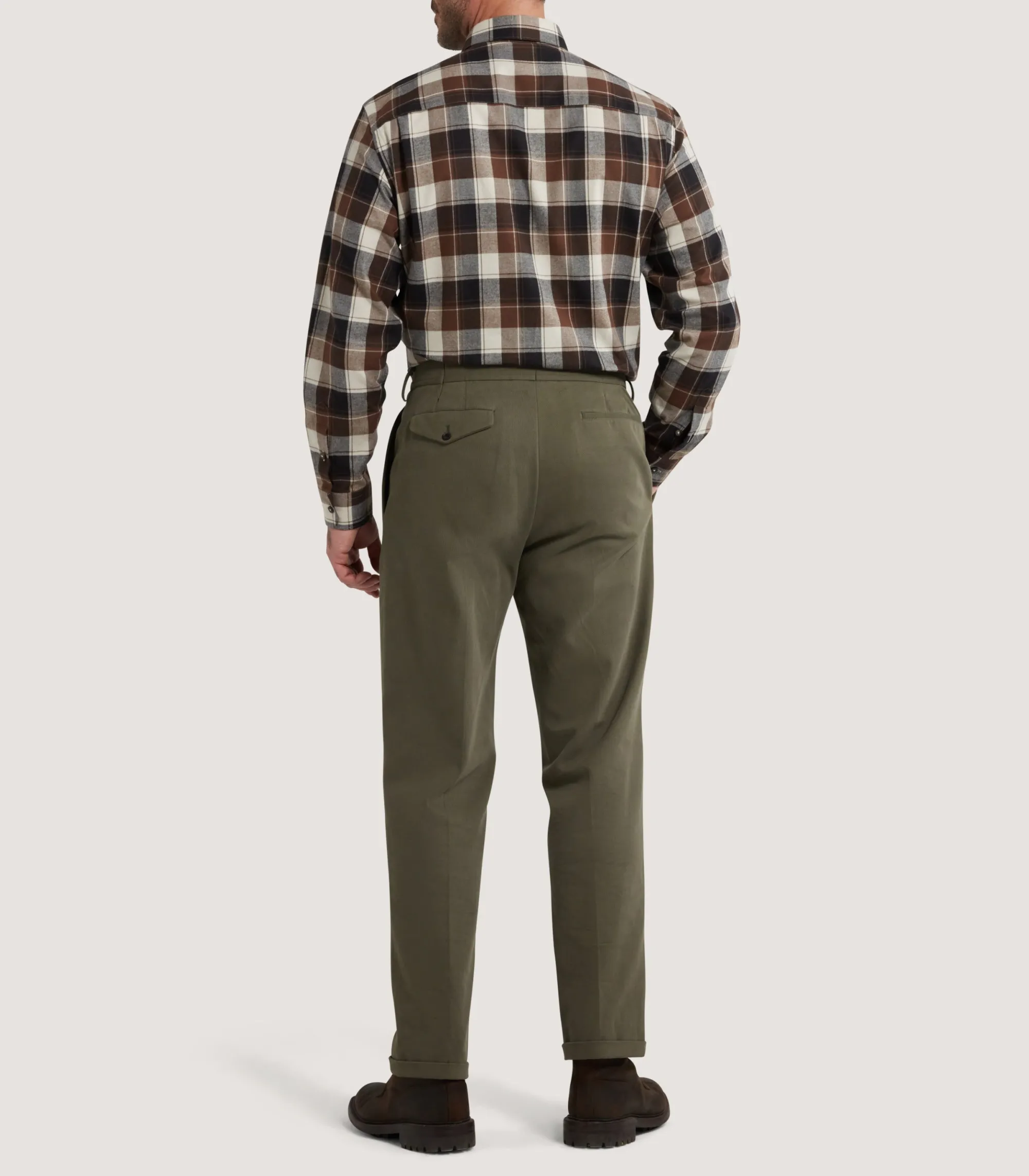 Shirts & Polos|Purdey Men's Large Flannel Check Shirt in Walnut