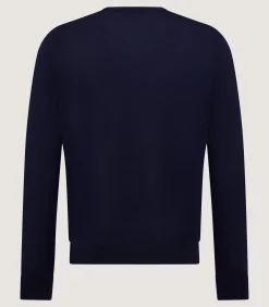 Knitwear|Purdey Men's Lightweight Travel Merino Crew Neck in Midnight