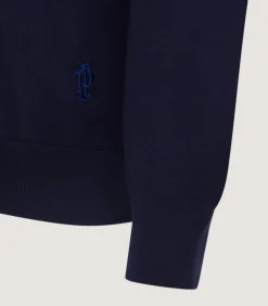 Knitwear|Purdey Men's Lightweight Travel Merino Crew Neck in Midnight