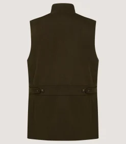 Sporting Vests & Gilets|Purdey Men's Loden High Collar Sporting Vest in Loden