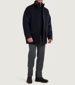 Outerwear|Field Coats|Purdey Men's Loden Raglan Field Coat in Navy