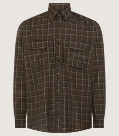 Shirts & Polos|Purdey Men's Merino Field Shirt in Loden