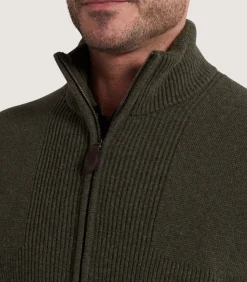 Knitwear|Outerwear|Purdey Men's Orkney Zip Front Cardigan in Loden
