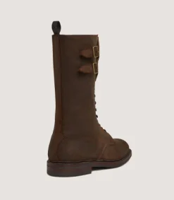 Footwear|Footwear|Purdey Men's Rough Out Nubuck Twin Strap Boot With Ridgeway Sole In Dark Brown