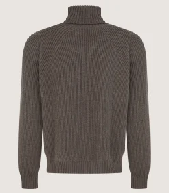 Knitwear|Purdey Men's St Ives Fisherman Rib Jumper in Taupe