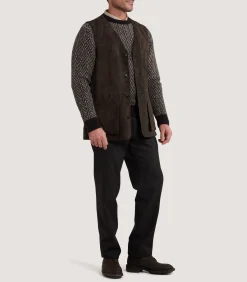 Sporting Vests & Gilets|Purdey Men's Suede Sporting Vest in Walnut