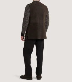 Sporting Vests & Gilets|Purdey Men's Suede Sporting Vest in Walnut