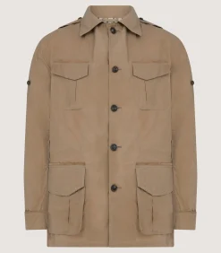 Fleece & Jackets|Purdey Men's Summer Dry Wax Safari Jacket In Taupe