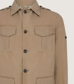 Fleece & Jackets|Purdey Men's Summer Dry Wax Safari Jacket In Taupe