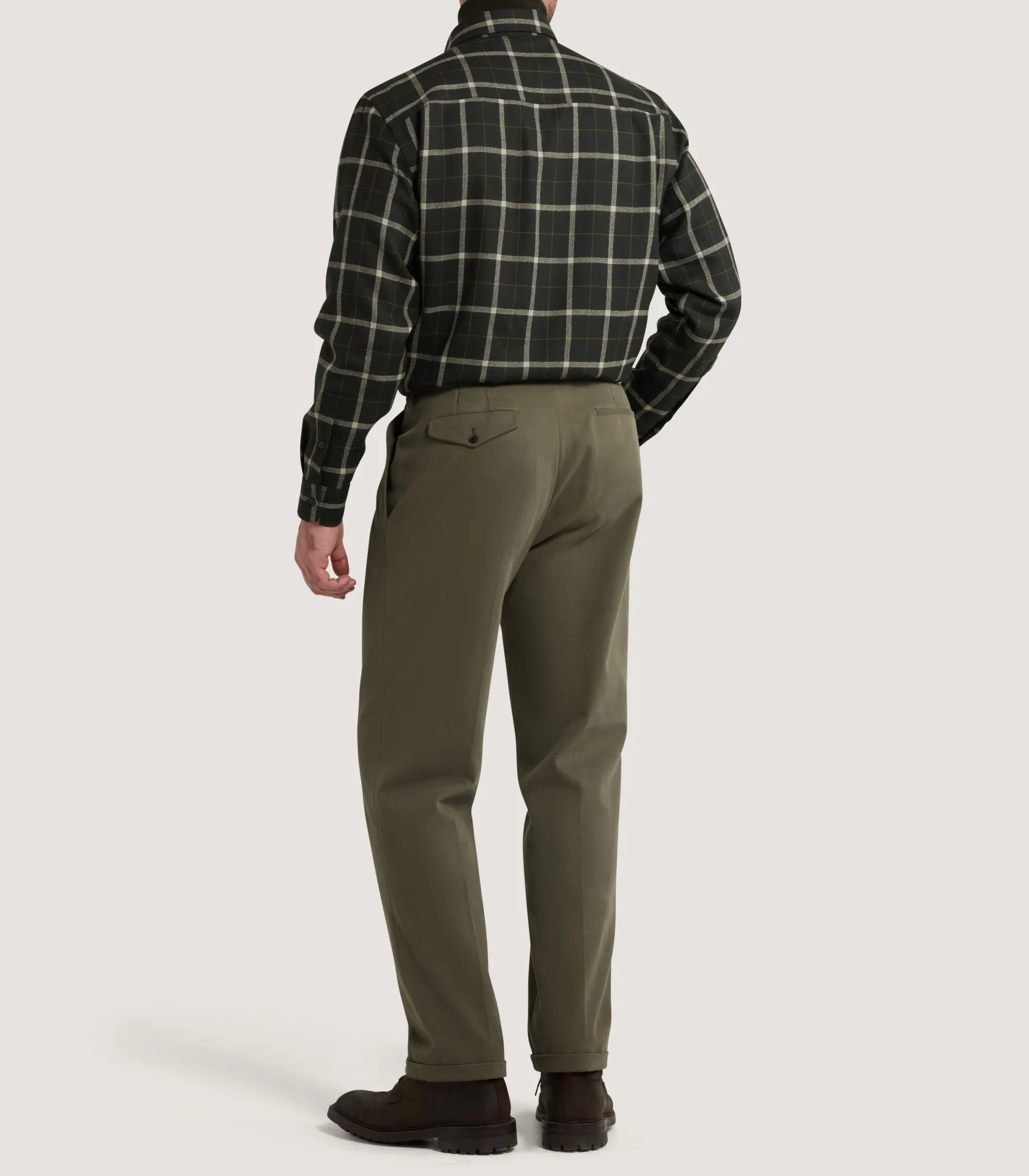 Shirts & Polos|Purdey Men's Tartan Flannel Shirt in Dark Olive