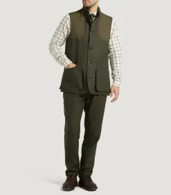 Sporting Vests & Gilets|Purdey Men's Technical Tweed High Collar Sporting Vest In Strathbeg