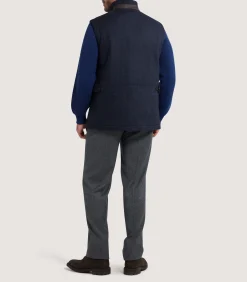 Sporting Vests & Gilets|Purdey Men's Warwick Stand Collar Gilet in Midnight Navy