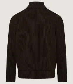 Fleece & Jackets|Purdey Men's York Suede Zip Front Knitted Cardigan in Chocolate