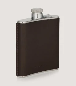 Flask & Drinks Accessories|Purdey 6oz Leather Flask In Dark Brown