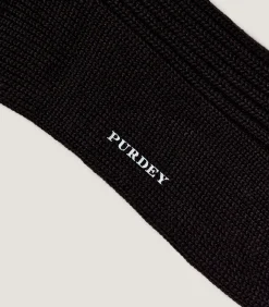Socks & Gloves|Socks & Gloves|Purdey Ribbed Knit Wool Blend Socks in Dark Brown
