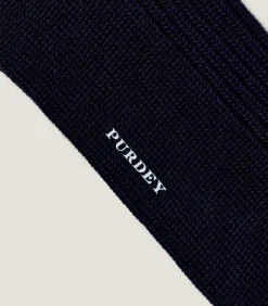 Socks & Gloves|Socks & Gloves|Purdey Ribbed Knit Wool Blend Sock in Midnight