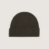 Hats & Caps|Hats & Caps|Purdey Unisex Ribbed Cashmere Beanie in Loden