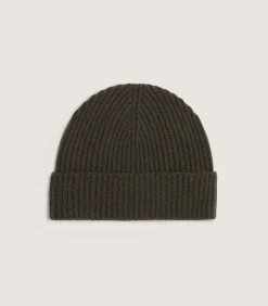 Hats & Caps|Hats & Caps|Purdey Unisex Ribbed Cashmere Beanie in Loden