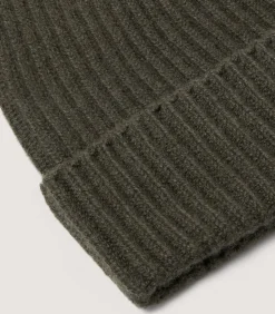 Hats & Caps|Hats & Caps|Purdey Unisex Ribbed Cashmere Beanie in Loden